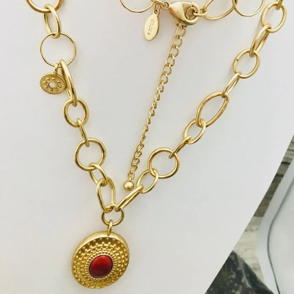 Exquisite Chico’s Double Two Sided Red White Gold Necklace 1028